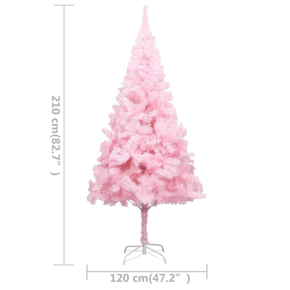 vidaXL Artificial Christmas Tree with LEDs&Stand Pink 82.7" PVC. Picture 8