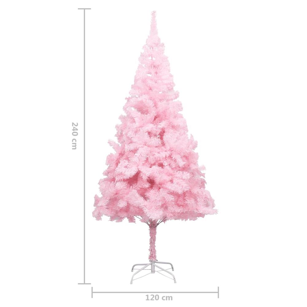 vidaXL Artificial Christmas Tree with LEDs&Stand Pink 94.5" PVC. Picture 7