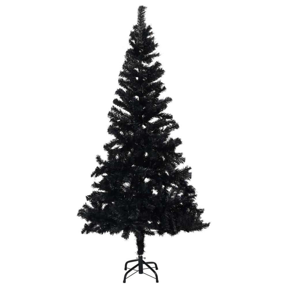 Artificial Pre-lit Christmas Tree with Stand Black 59.1" PVC. Picture 1