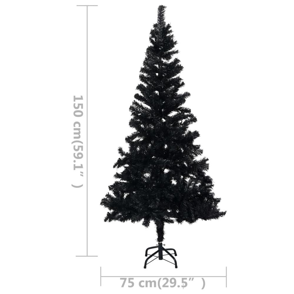 Artificial Pre-lit Christmas Tree with Stand Black 59.1" PVC. Picture 7