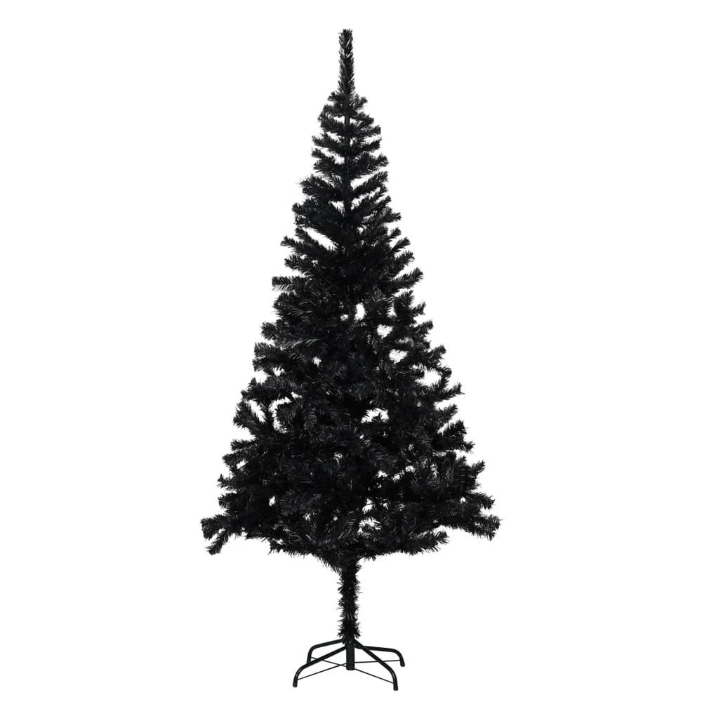 Artificial Pre-lit Christmas Tree with Stand Black 70.9" PVC. Picture 1