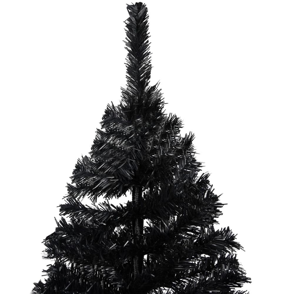 Artificial Pre-lit Christmas Tree with Stand Black 70.9" PVC. Picture 3
