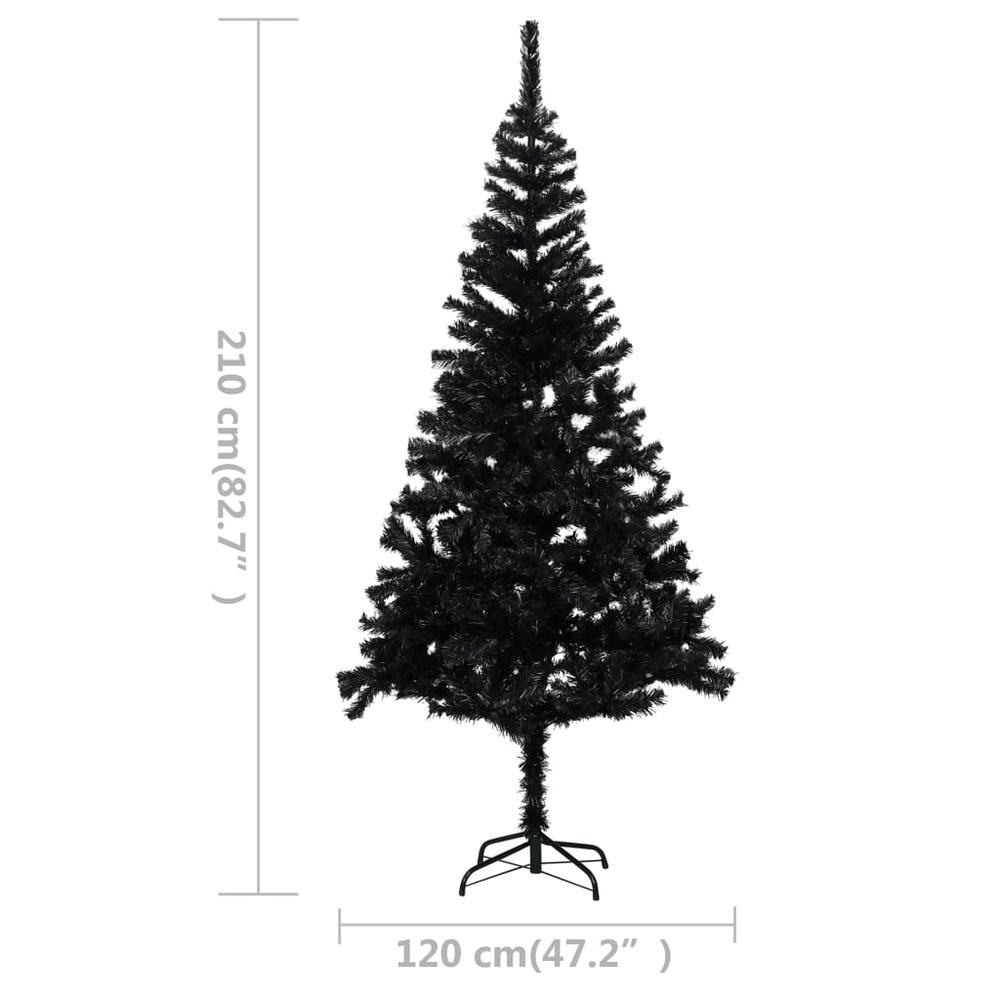 vidaXL Artificial Christmas Tree with LEDs&Stand Black 82.7" PVC. Picture 8