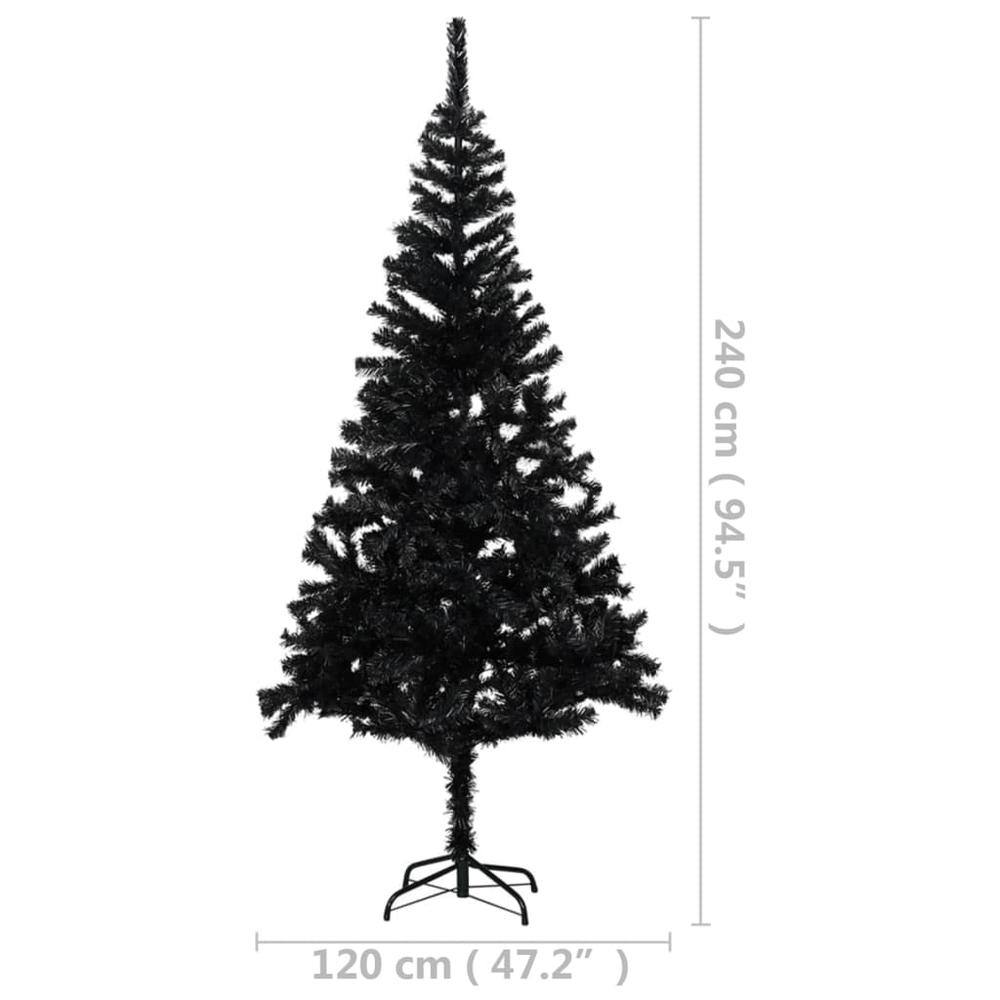 vidaXL Artificial Christmas Tree with LEDs&Stand Black 94.5" PVC. Picture 7