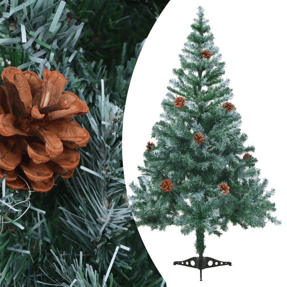 Frosted Pre-lit Christmas Tree with Pinecones 59.1". Picture 1