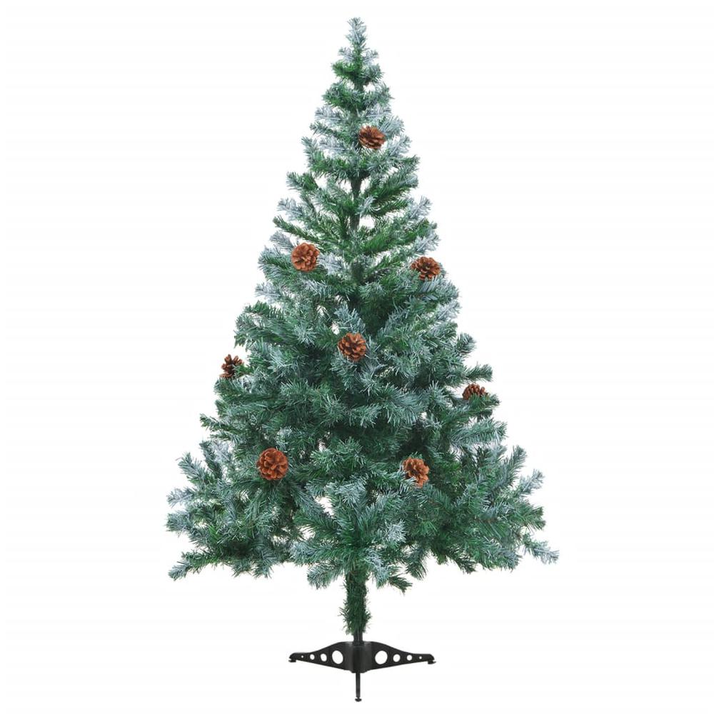 Frosted Pre-lit Christmas Tree with Pinecones 59.1". Picture 2