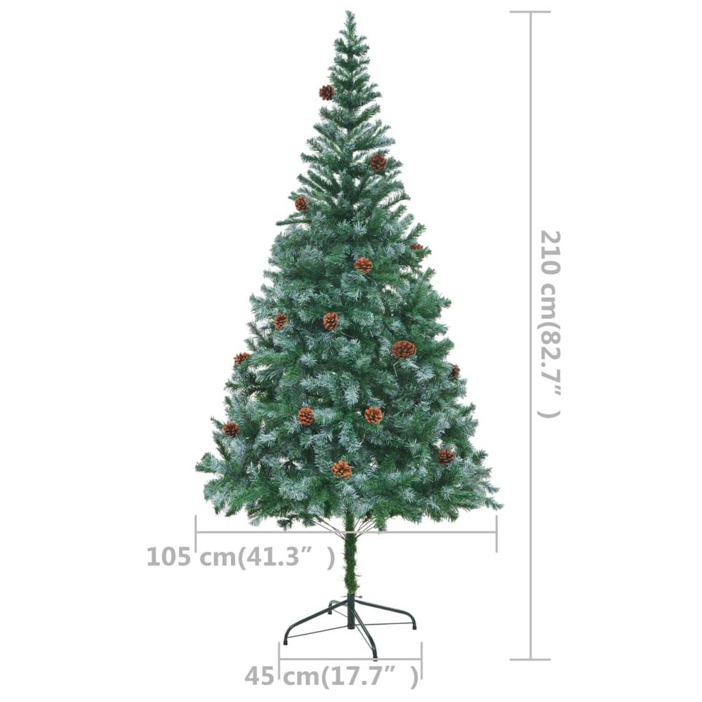 vidaXL Artificial Christmas Tree with LEDs&Pinecones 82.7". Picture 10
