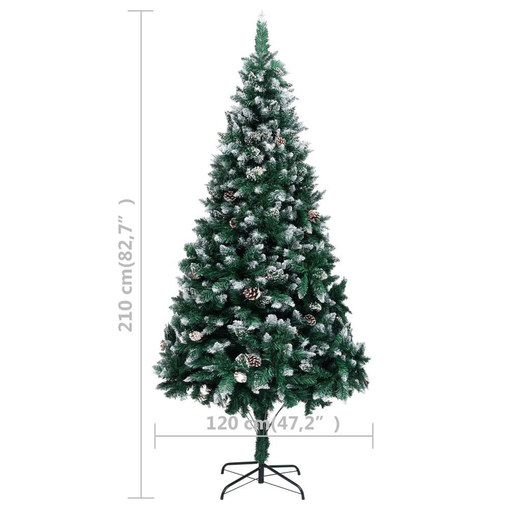 vidaXL Artificial Christmas Tree LEDs&Pine Cones&White Snow 82.7". Picture 9