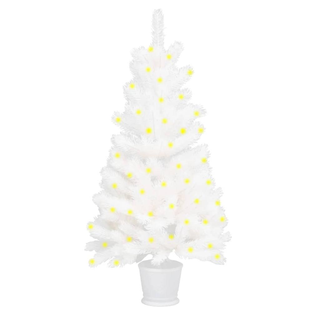 Artificial Pre-lit Christmas Tree White 35.4". Picture 9