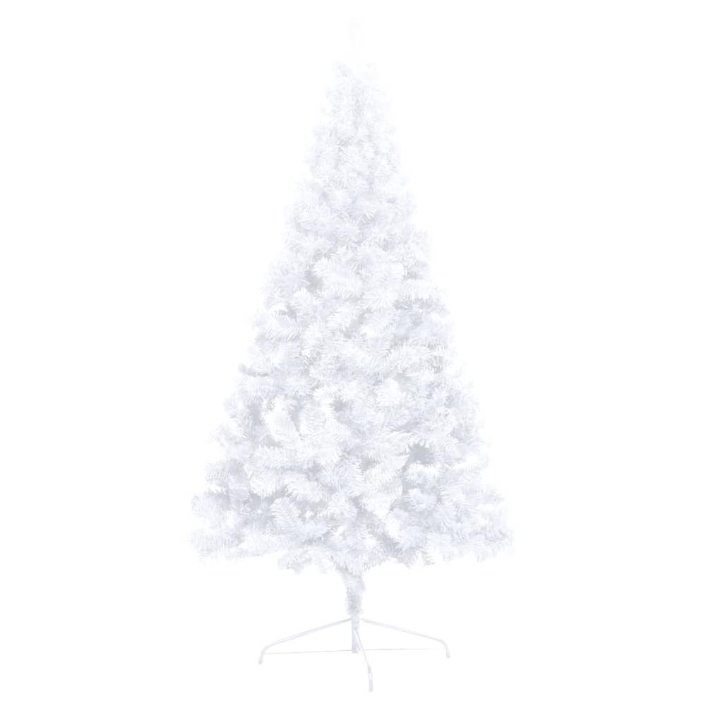 vidaXL Artificial Half Christmas Tree with LEDs&Ball Set White 70.9", 3077570. Picture 5