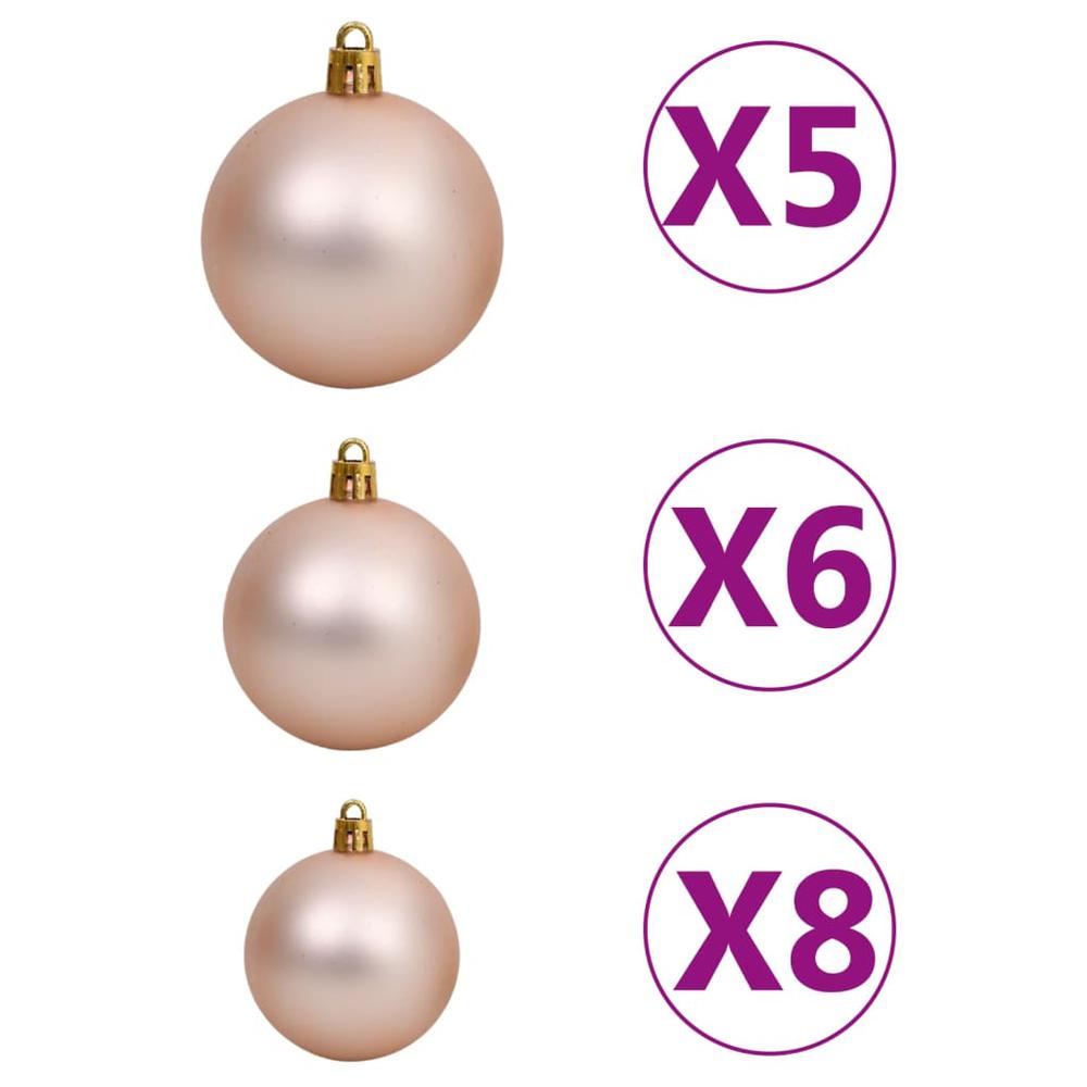 vidaXL Artificial Half Christmas Tree with LEDs&Ball Set White 70.9", 3077570. Picture 10