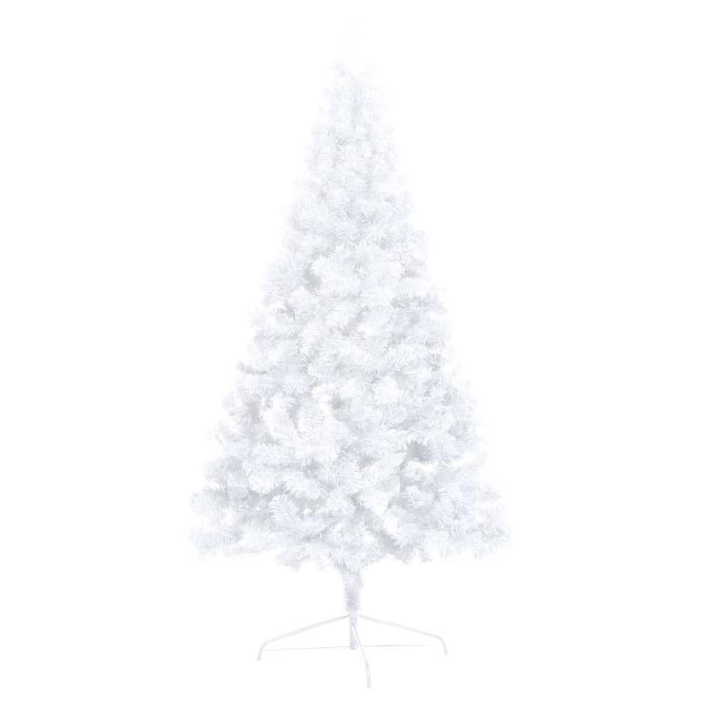 vidaXL Artificial Half Christmas Tree with LEDs&Ball Set White 82.7", 3077571. Picture 5