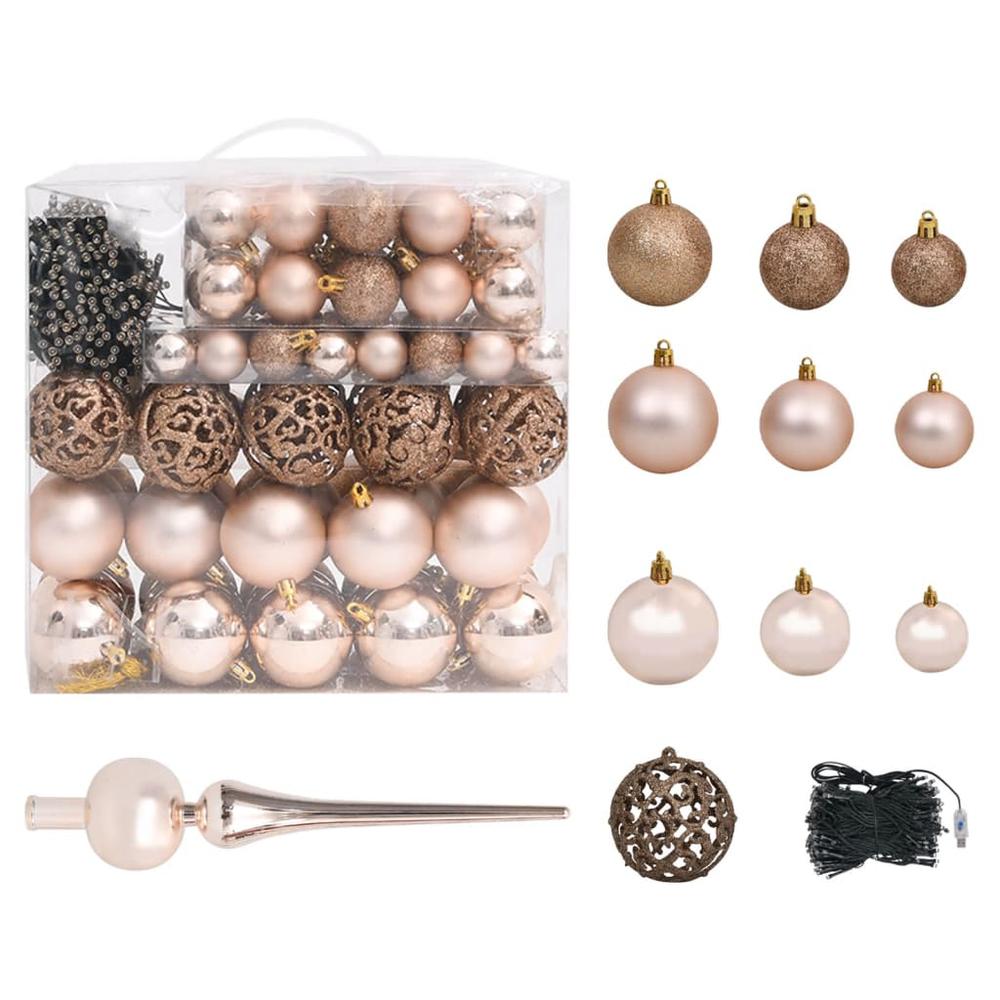 vidaXL Artificial Christmas Tree with LEDs&Ball Set&Pine Cones 82.7", 3077618. Picture 7