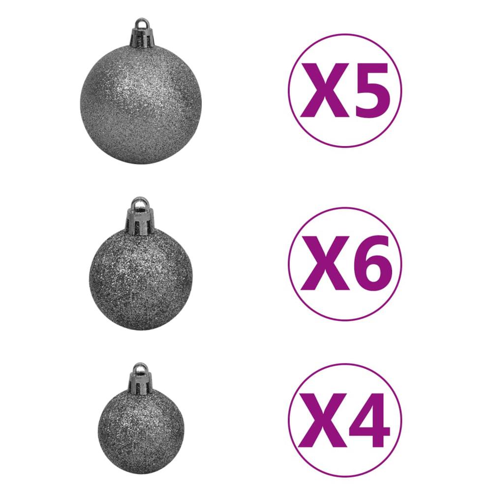 vidaXL Artificial Half Christmas Tree with LEDs&Ball Set White 47.2", 3077654. Picture 7