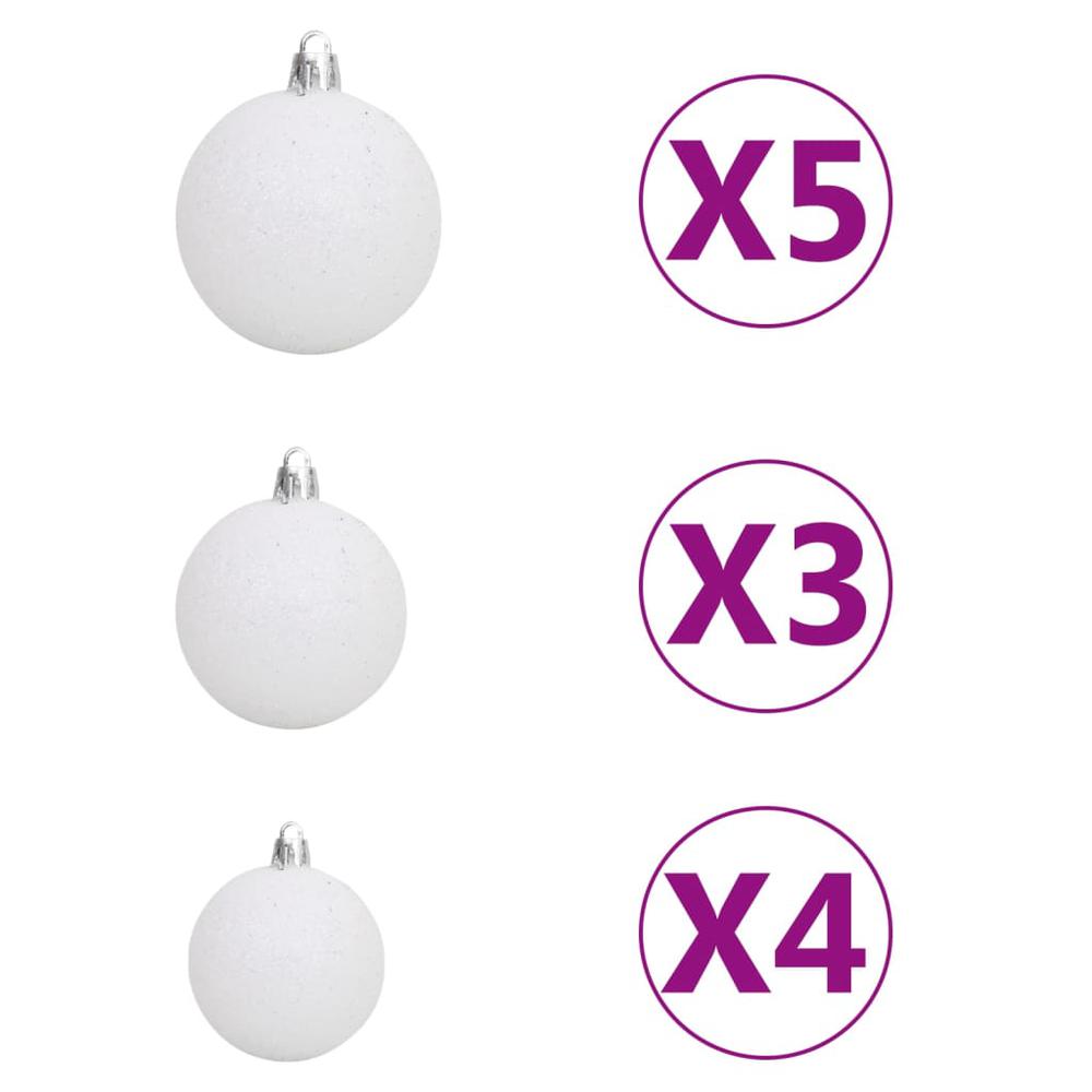 vidaXL Artificial Half Christmas Tree with LEDs&Ball Set White 82.7", 3077657. Picture 10