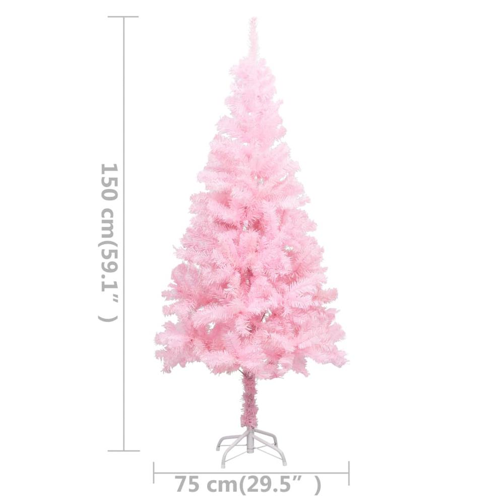 Artificial Pre-lit Christmas Tree with Ball Set Pink 59.1" PVC. Picture 11
