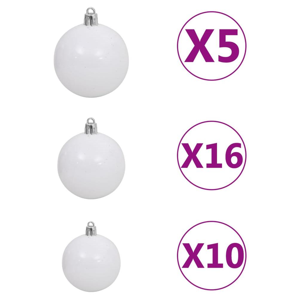 vidaXL Artificial Christmas Tree with LEDs&Ball Set Silver 94.5" PET, 3077698. Picture 8