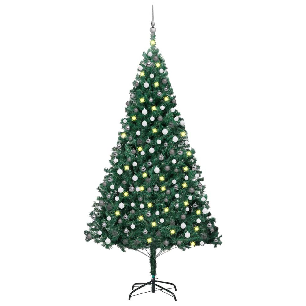 Artificial Pre-lit Christmas Tree with Ball Set Green 94.5". Picture 12