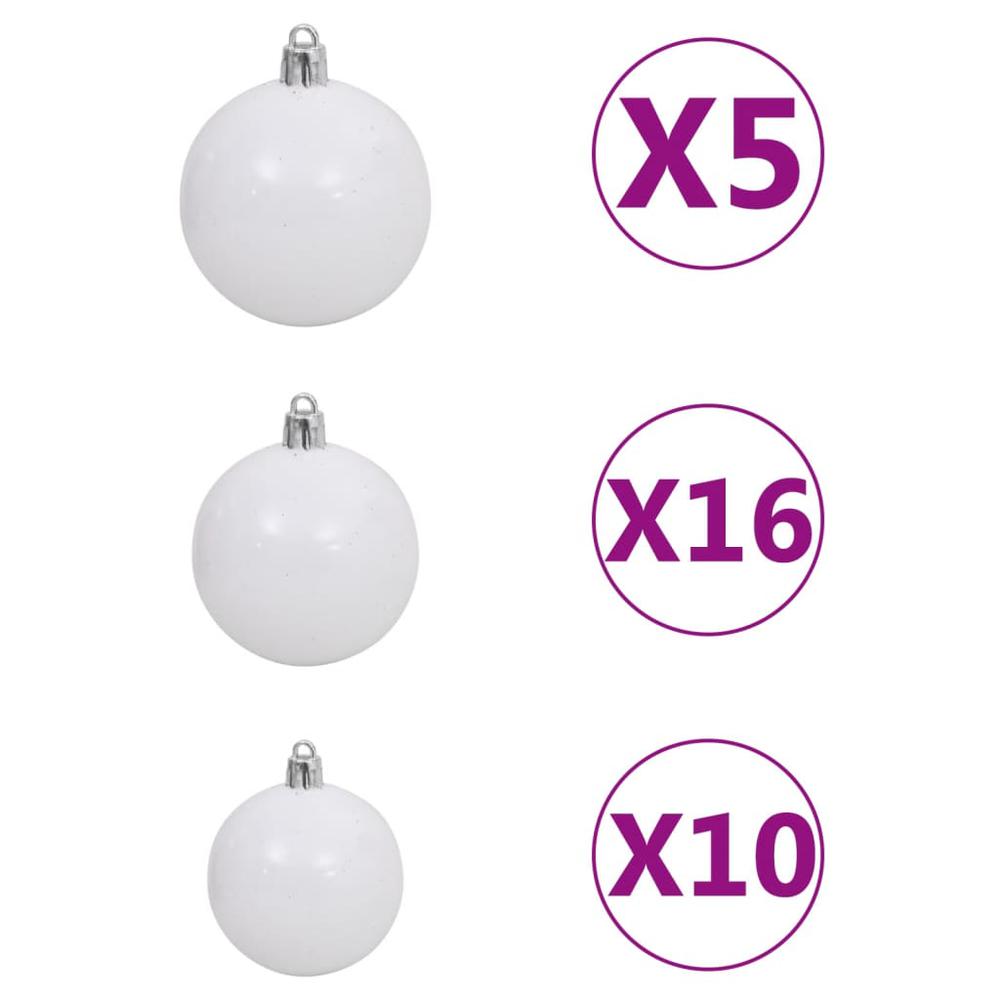 vidaXL Artificial Christmas Tree with LEDs&Ball Set White 94.5", 3077722. Picture 9
