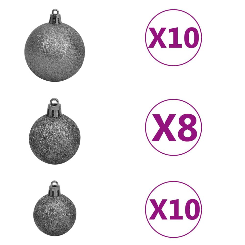 vidaXL Nordmann Fir Artificial Christmas Tree LED&Ball Set Green 82.7", 3077733. Picture 8