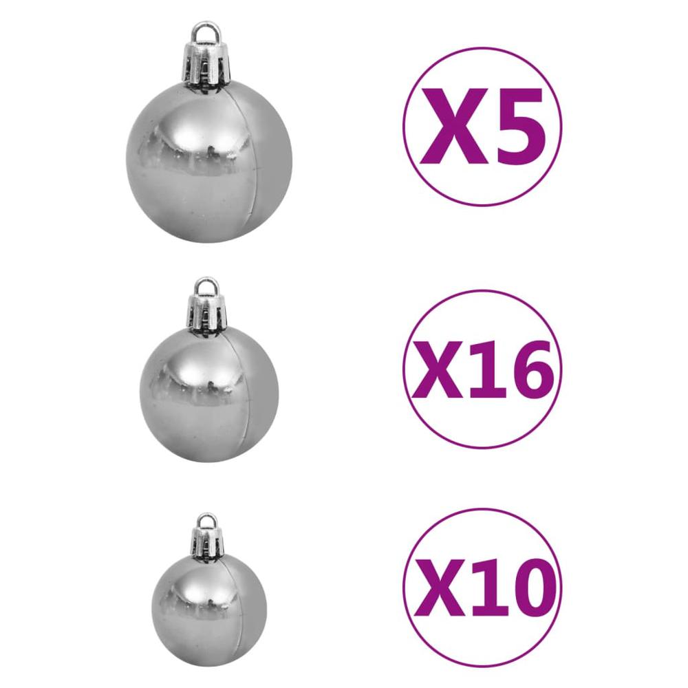 vidaXL Nordmann Fir Artificial Christmas Tree LED&Ball Set Green 82.7", 3077733. Picture 10