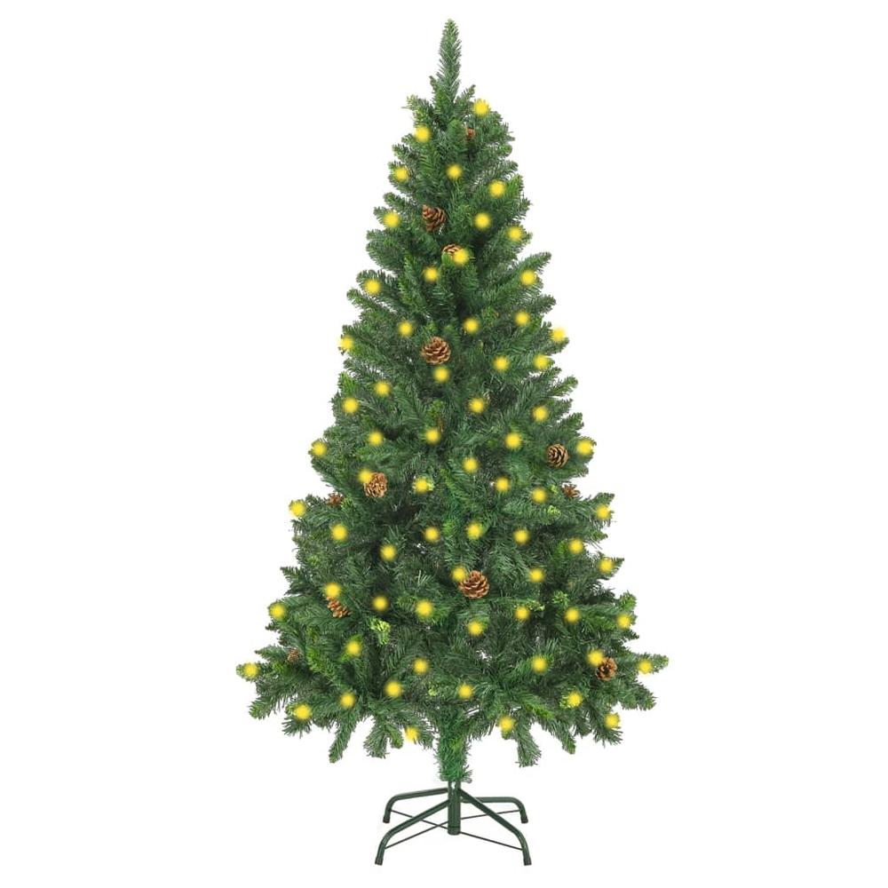 Artificial Pre-lit Christmas Tree with Pine Cones Green 59.1". Picture 10