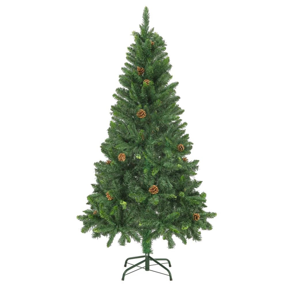 Artificial Pre-lit Christmas Tree with Pine Cones Green 59.1". Picture 2