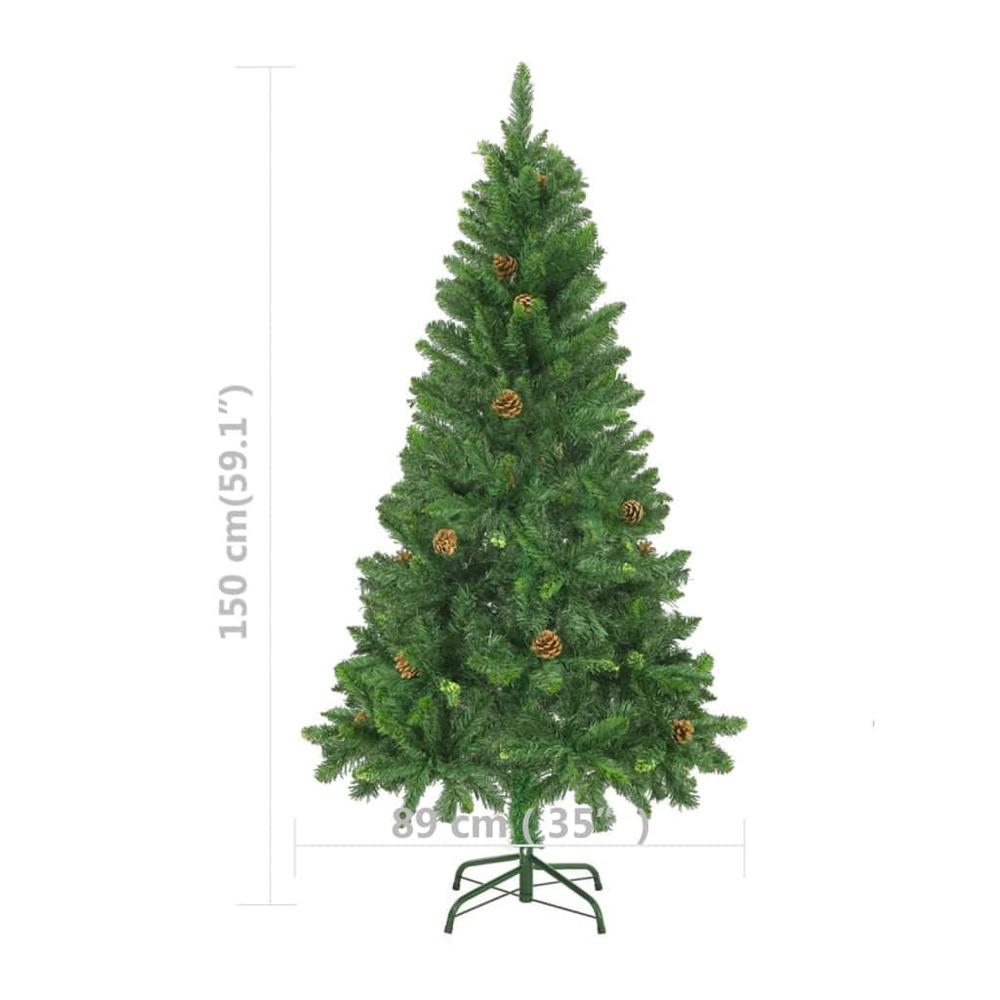 Artificial Pre-lit Christmas Tree with Pine Cones Green 59.1". Picture 9