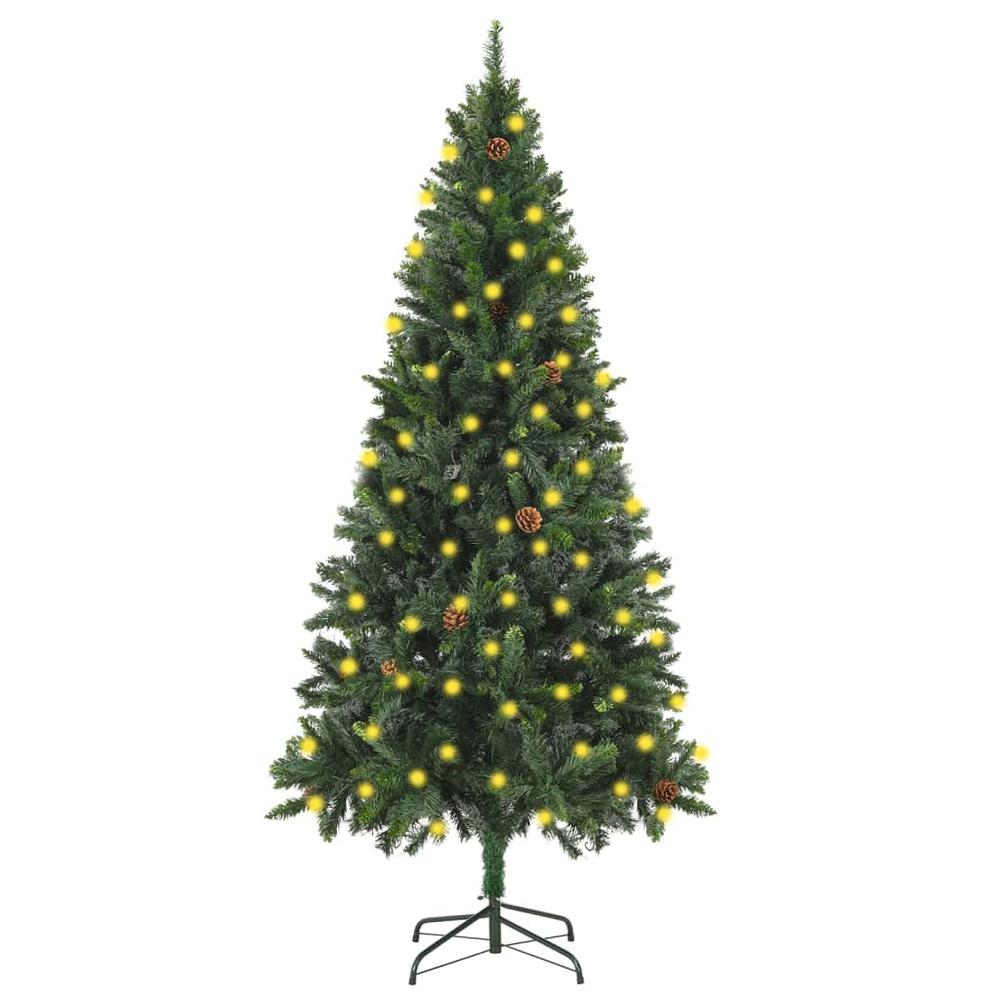 Artificial Pre-lit Christmas Tree with Pine Cones Green 70.9". Picture 11