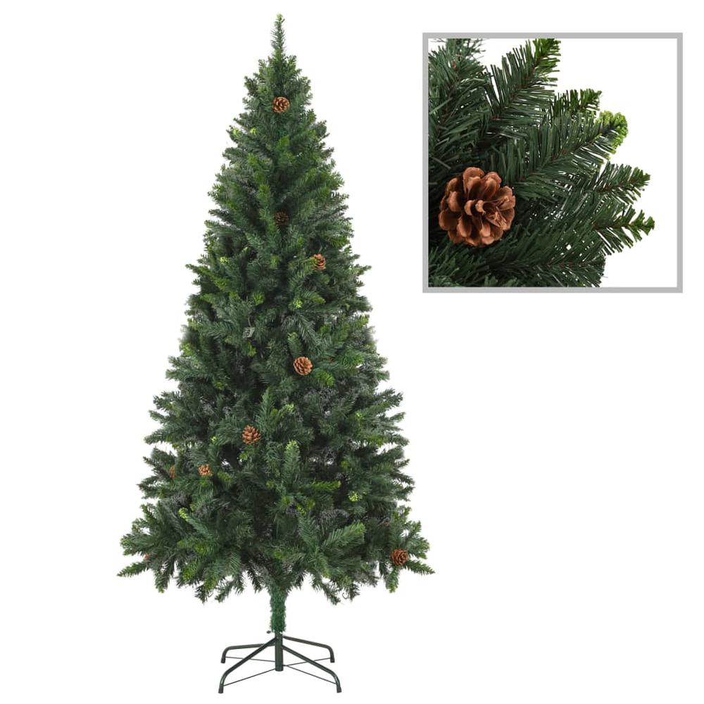 Artificial Pre-lit Christmas Tree with Pine Cones Green 70.9". Picture 1
