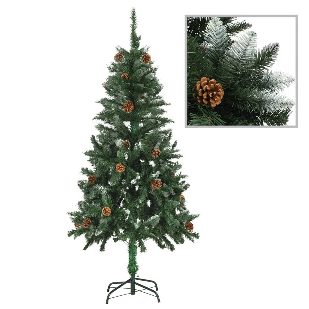 Artificial Pre-lit Christmas Tree with Pine Cones 59.1". Picture 1