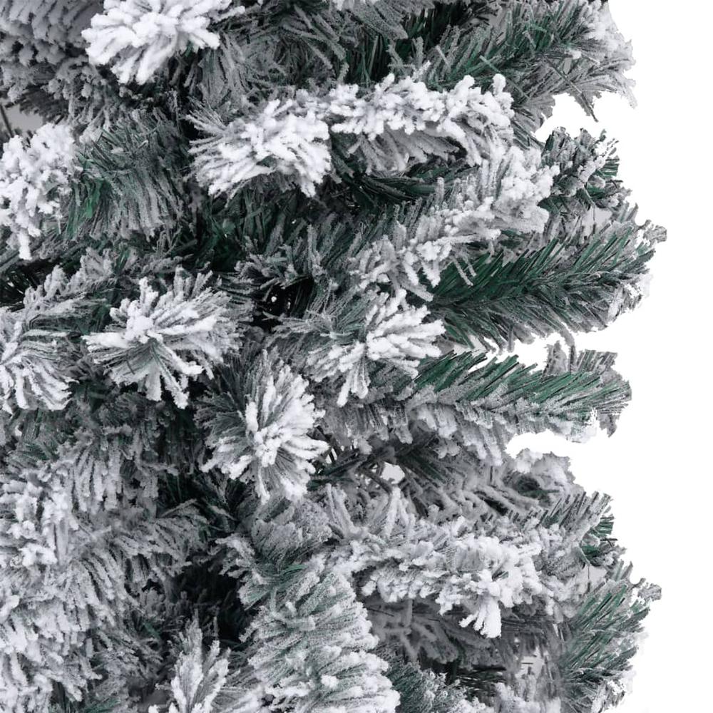 Slim Pre-lit Christmas Tree with Flocked Snow Green 59.1" PVC. Picture 3