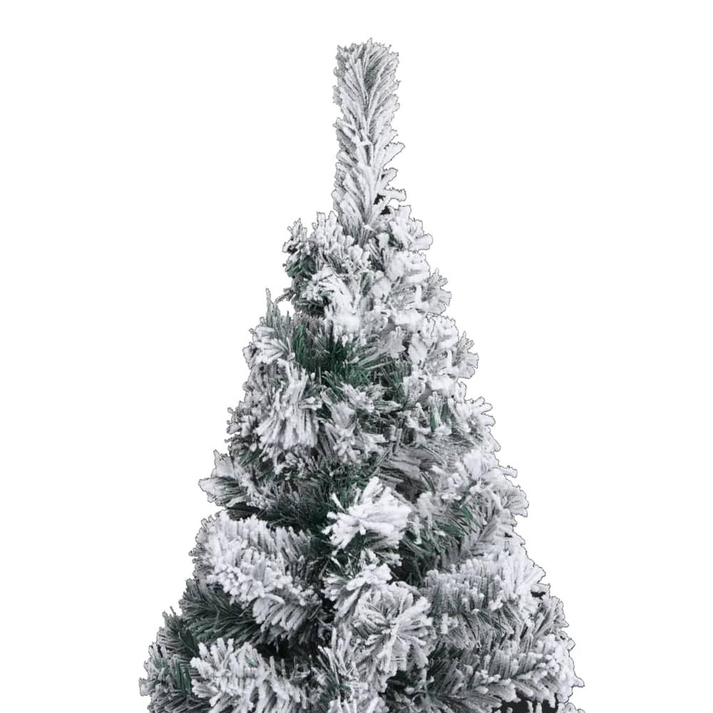 Slim Pre-lit Christmas Tree with Flocked Snow Green 59.1" PVC. Picture 4