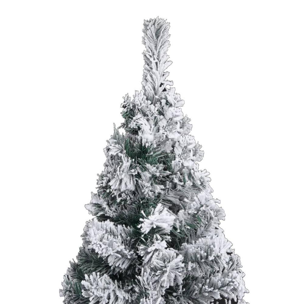 Slim Pre-lit Christmas Tree with Flocked Snow Green 70.9" PVC. Picture 3