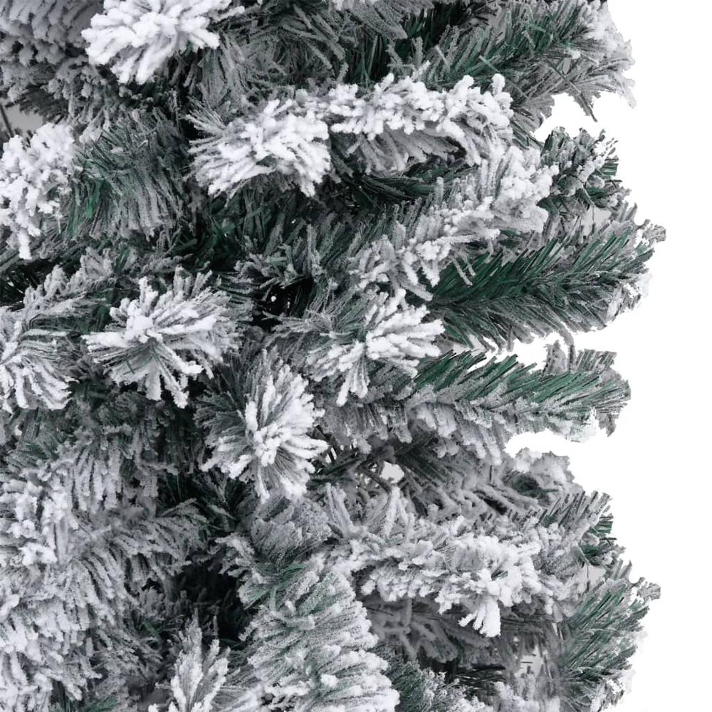 Slim Pre-lit Christmas Tree with Flocked Snow Green 70.9" PVC. Picture 4