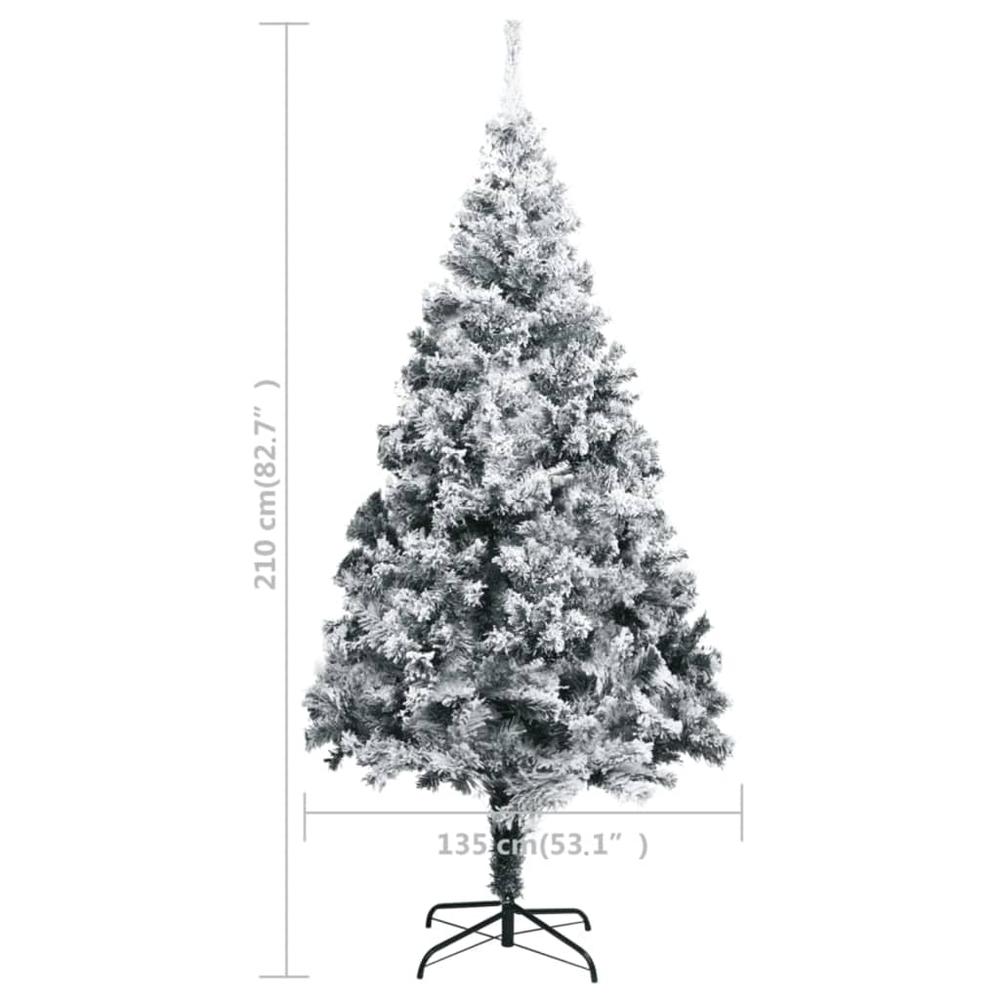vidaXL Artificial Christmas Tree with LEDs&Flocked Snow Green 82.7". Picture 8