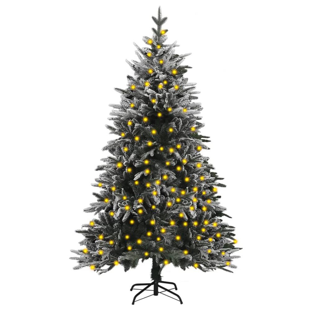 Artificial Pre-lit Christmas Tree with Flocked Snow 70.9" PVC&PE. Picture 7