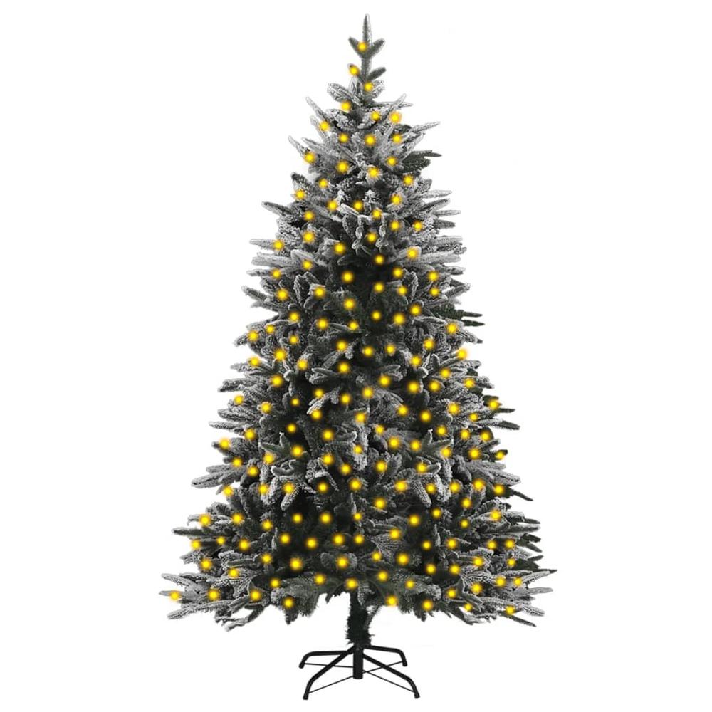 Artificial Pre-lit Christmas Tree with Flocked Snow 82.7" PVC&PE. Picture 7