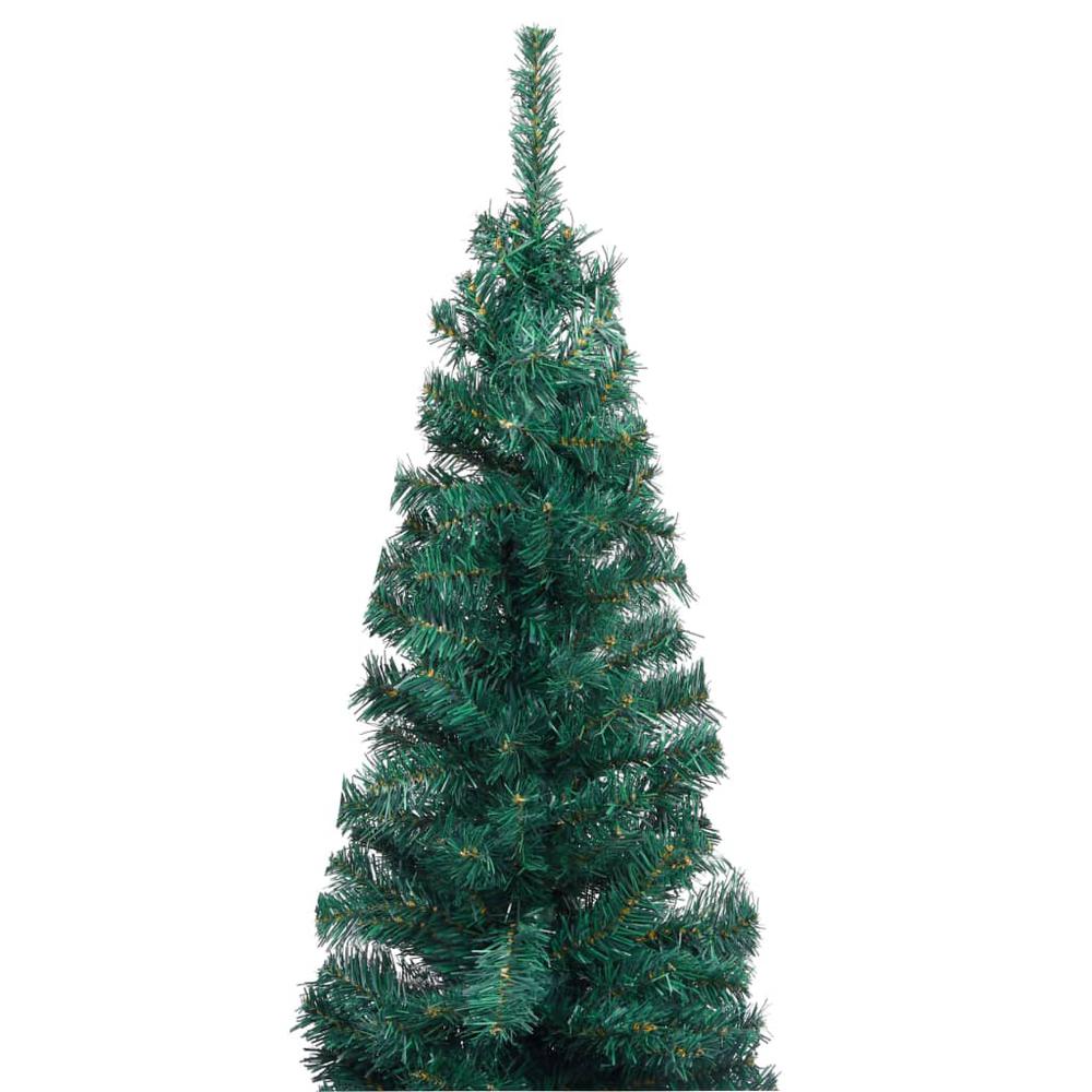 vidaXL Slim Artificial Christmas Tree with LEDs&Ball Set Green 82.7", 3077805. Picture 5