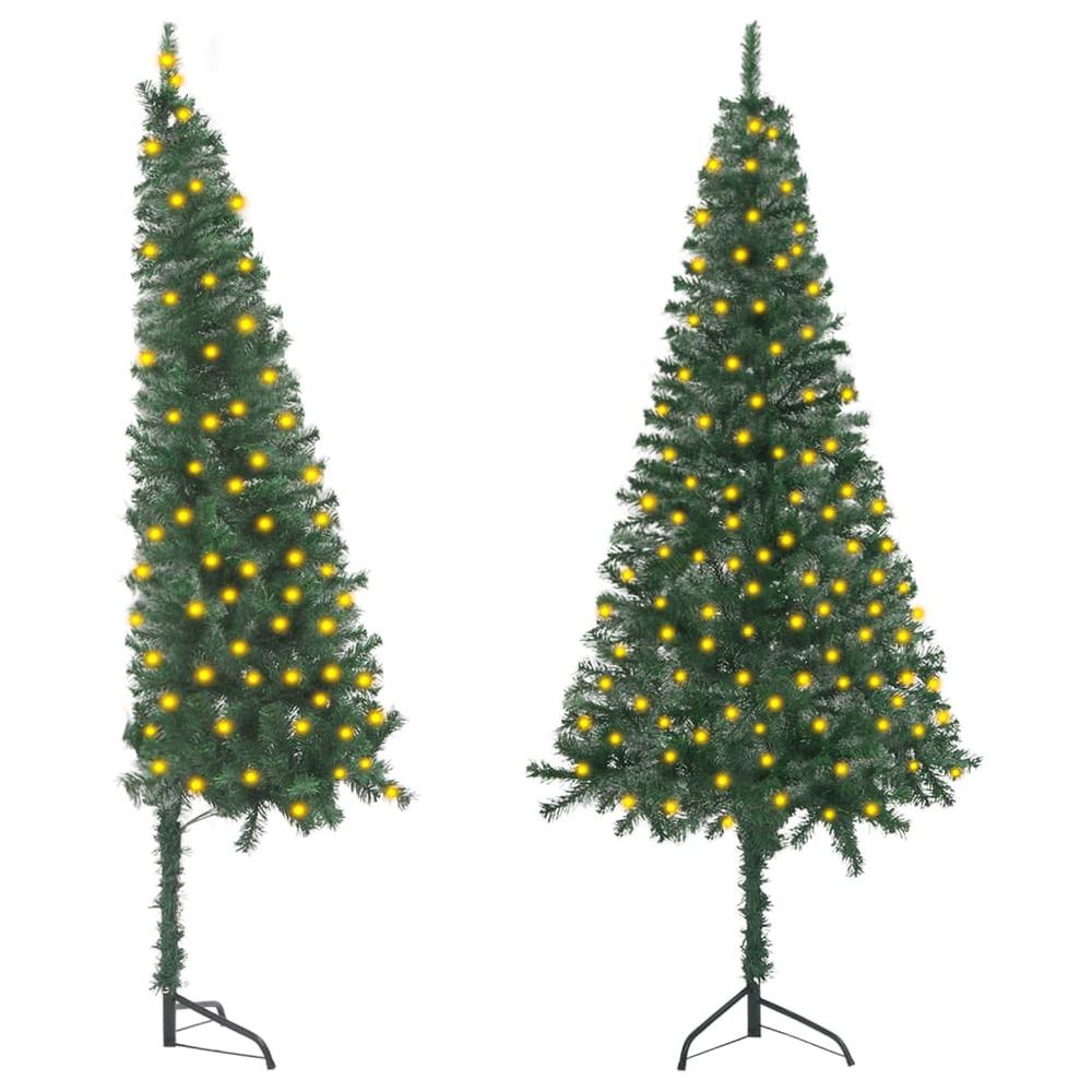 Corner Artificial Pre-lit Christmas Tree Green 59.1" PVC. Picture 9