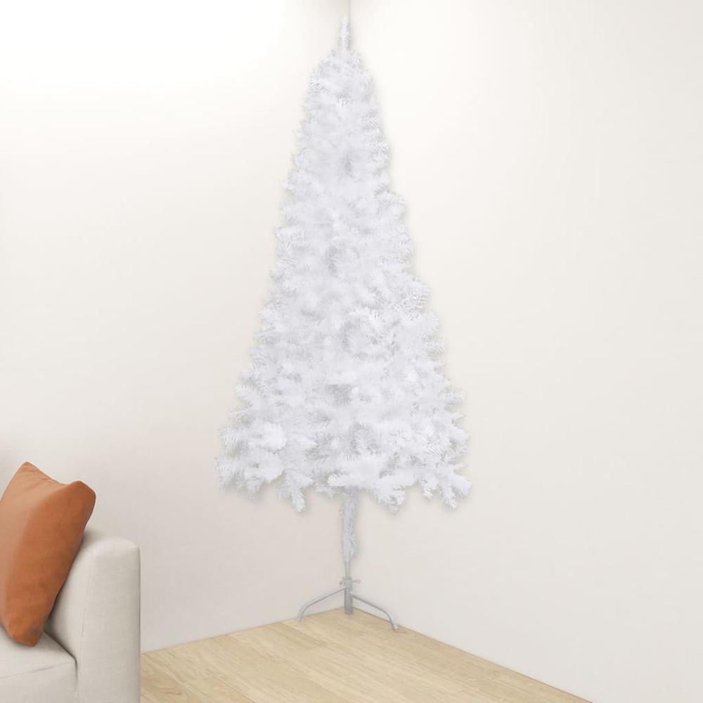 Corner Artificial Pre-lit Christmas Tree White 59.1" PVC. Picture 1