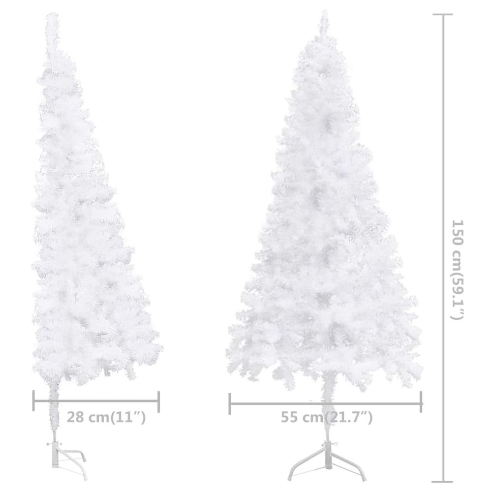 Corner Artificial Pre-lit Christmas Tree White 59.1" PVC. Picture 8