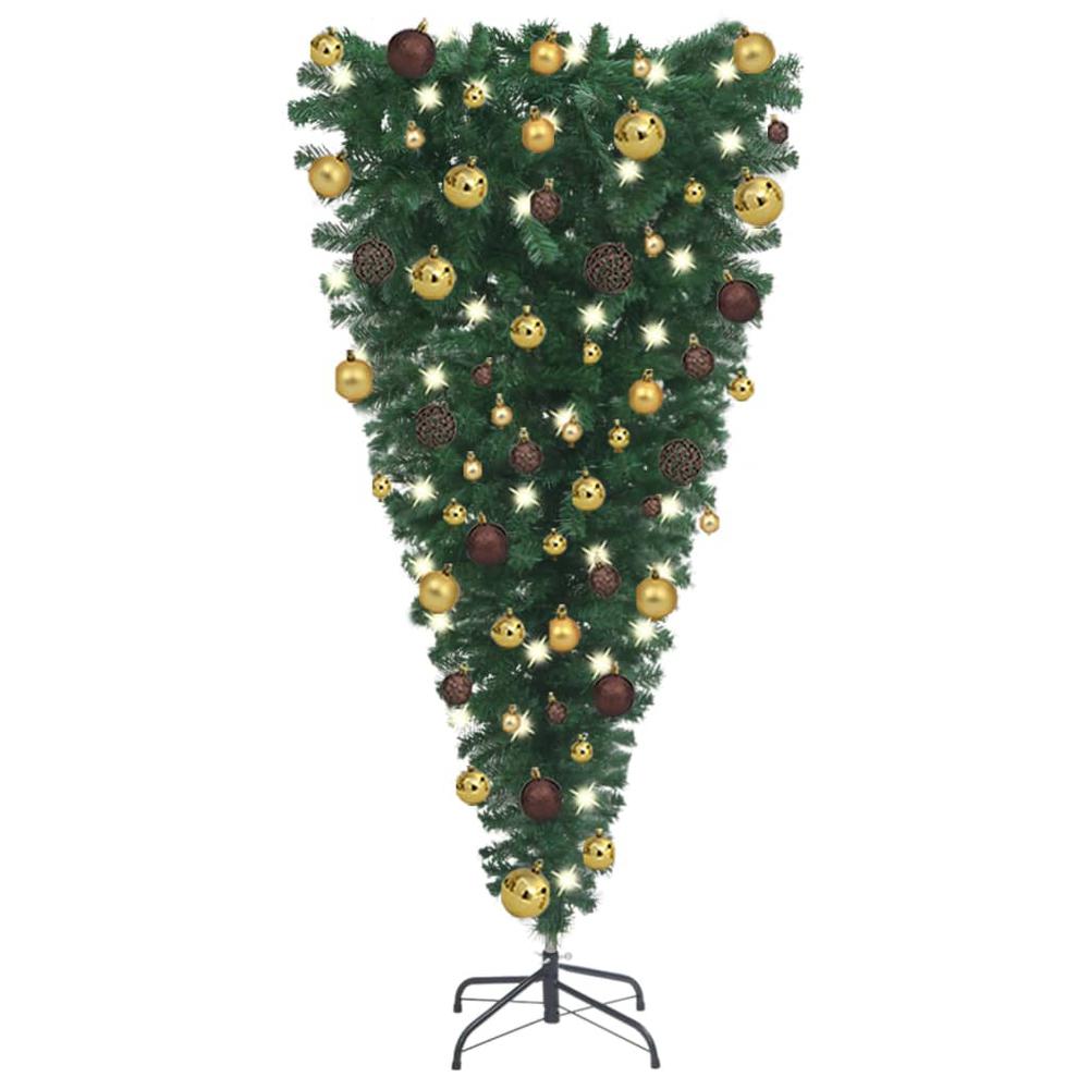 Upside-down Artificial Pre-lit Christmas Tree with Ball Set 47.2". Picture 12