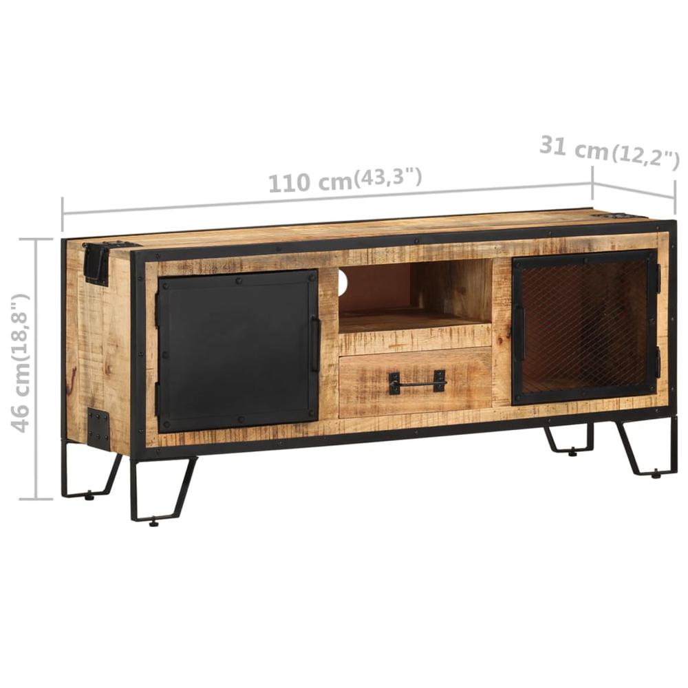 vidaXL TV Cabinet 43.3"x12.2"x18.1" Rough Mango Wood. Picture 10