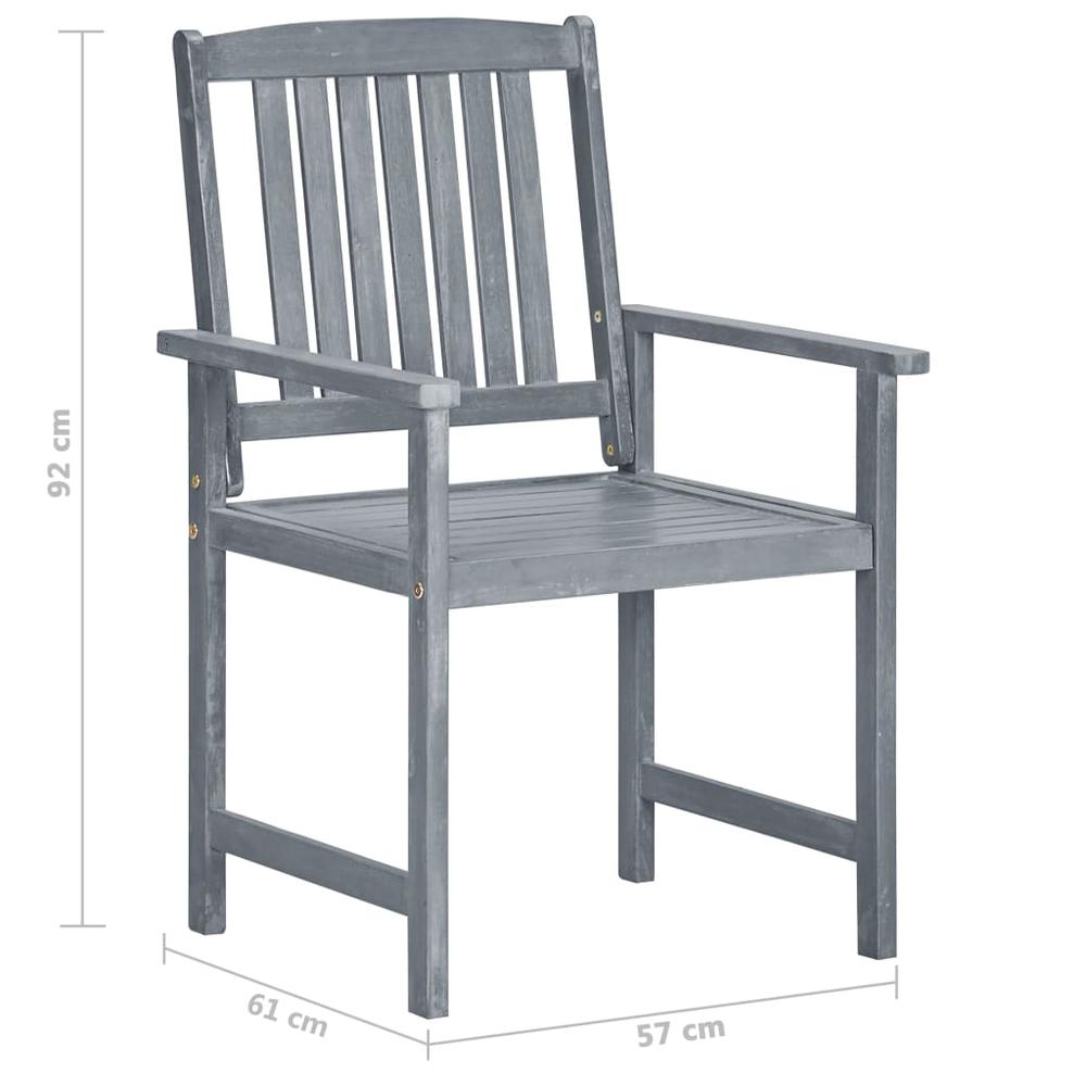 vidaXL Patio Chairs 6 pcs Solid Acacia Wood Gray. Picture 8
