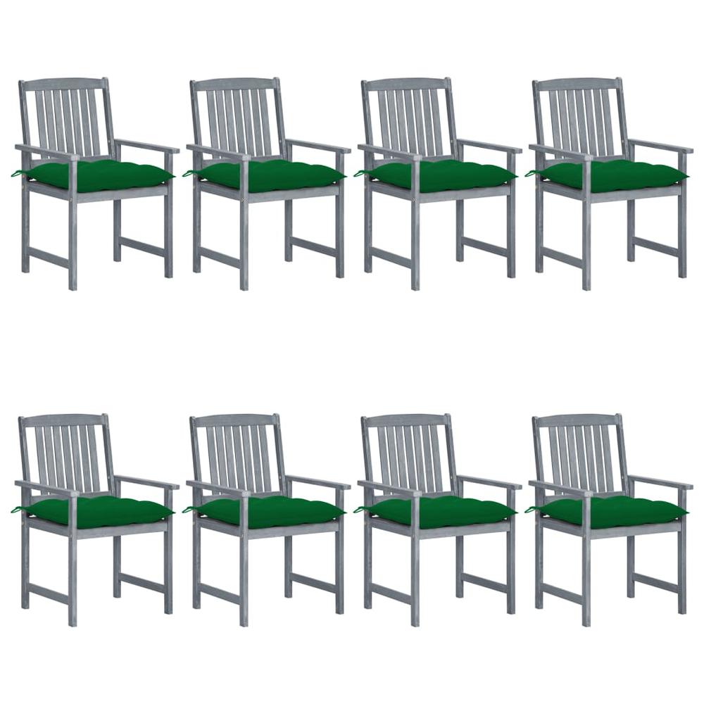 Patio Chairs with Cushions 8 pcs Solid Acacia Wood Gray. Picture 8