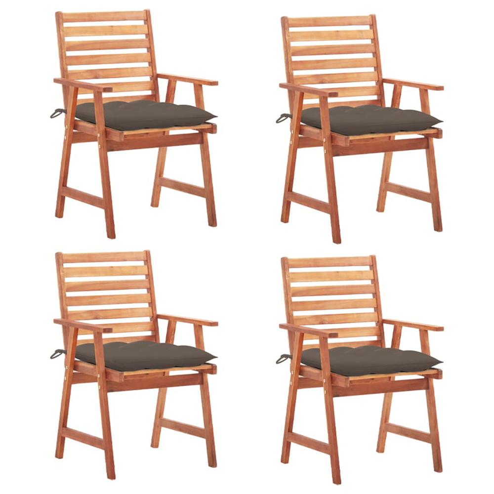 Patio Dining Chairs 4 pcs with Cushions Solid Acacia Wood. Picture 7