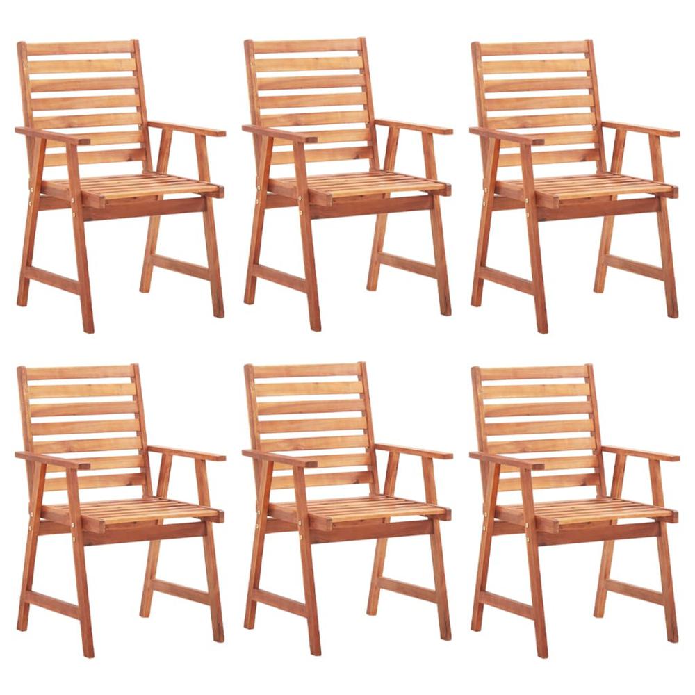 Patio Dining Chairs 6 pcs with Cushions Solid Acacia Wood. Picture 1