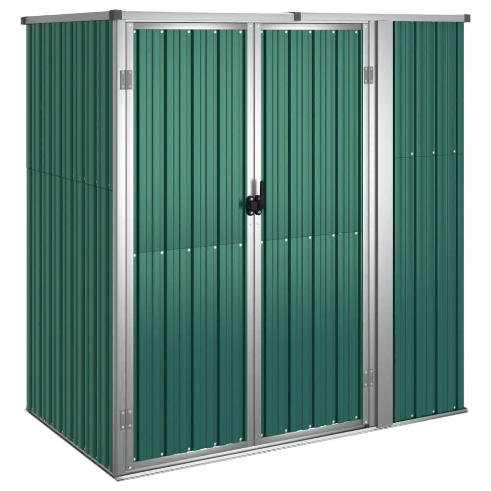 Garden Tool Shed Green 63.4"x35"x63.4" Galvanized Steel. Picture 1