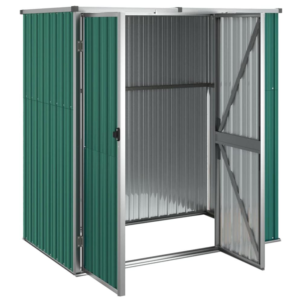 Garden Tool Shed Green 63.4"x35"x63.4" Galvanized Steel. Picture 3